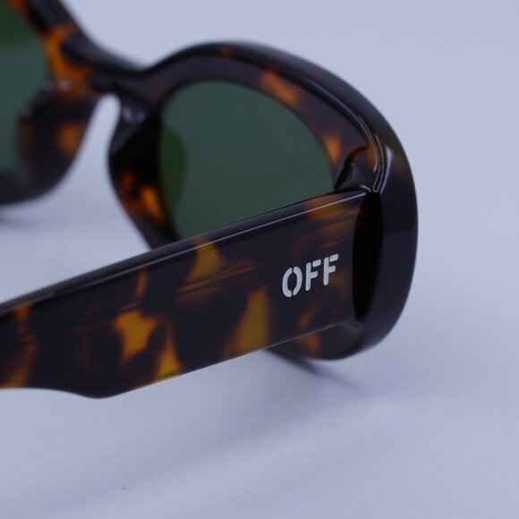Off-White OERI087 AMALFI 6055 Sunglasses Havana Oval Frame, Green Lenses main image 9